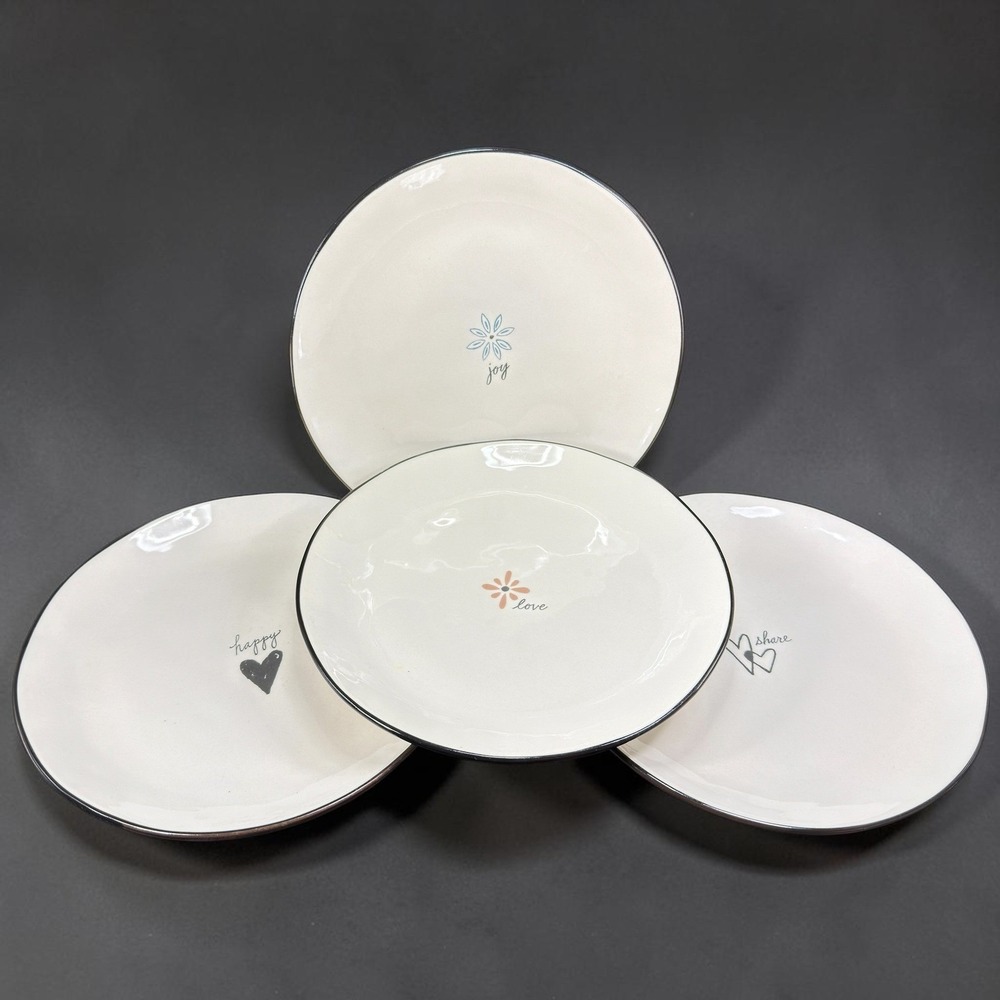 Demdaco Heaping Teaspoons Lori Siebert Dish Plate Set 4 Joy Love Happy Different